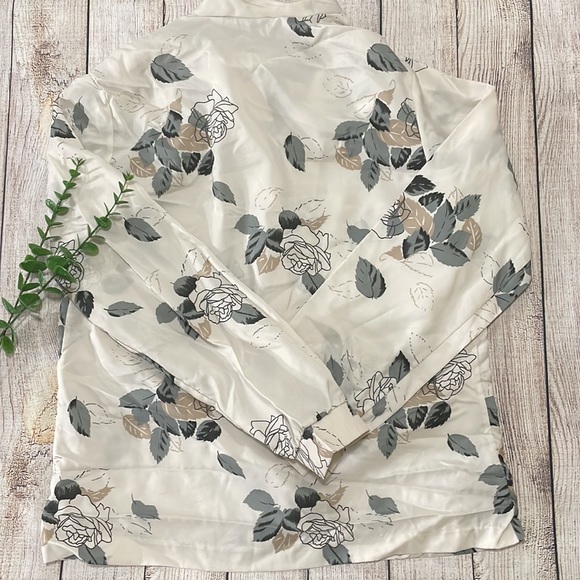 🌸Clearance! 🌸 Cream Floral Neck Tie Formal Shirt Size Unknown - Picture 4 of 8